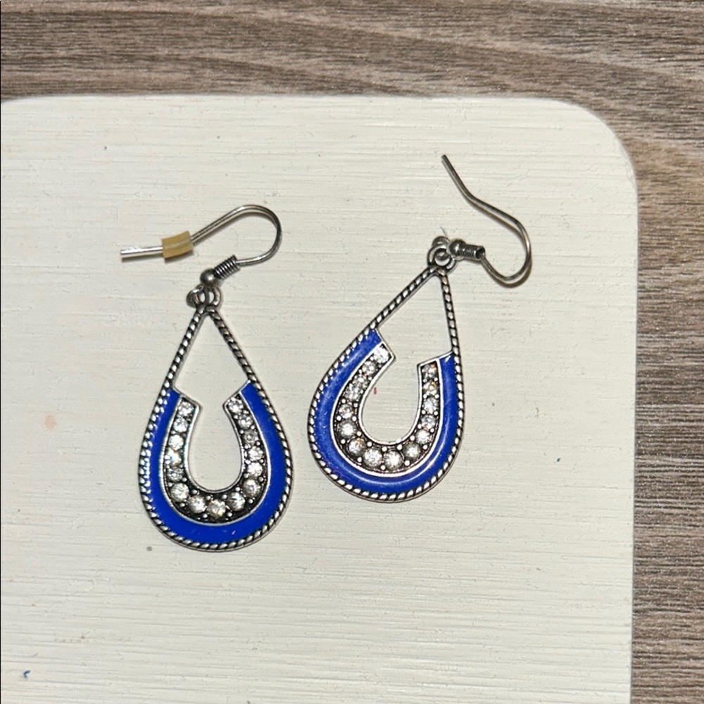Vintage Blue and Silver Teardrop Earrings